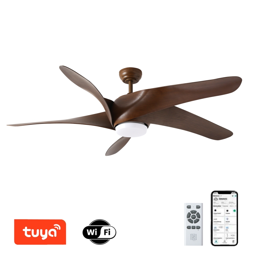 ZEVENTI - LED Ceiling fan LUCCA LED/18W/230V 3000-6000K Wi-Fi Tuya brown + remote control