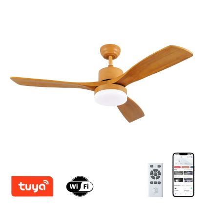 ZEVENTI - LED Dimmable ceiling fan MARE LED/24W/230V 3000-6000K Wi-Fi Tuya oak + remote control