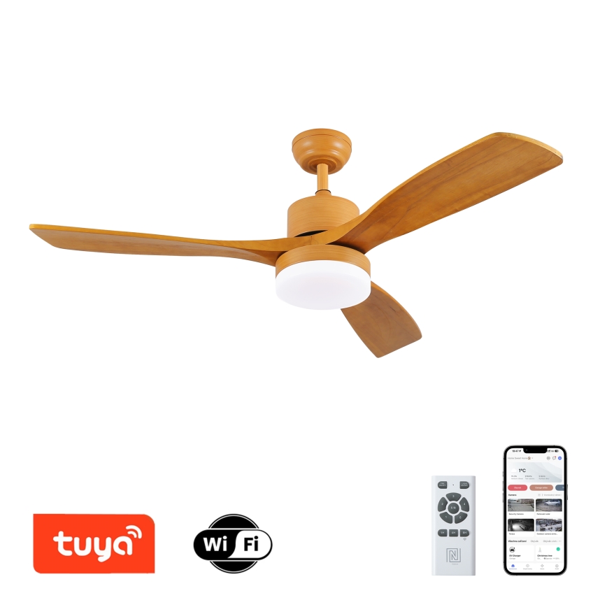 ZEVENTI - LED Dimmable ceiling fan MARE LED/24W/230V 3000-6000K Wi-Fi Tuya oak + remote control