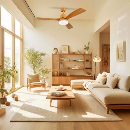 ZEVENTI - LED Dimmable ceiling fan MARE LED/24W/230V 3000-6000K Wi-Fi Tuya oak + remote control
