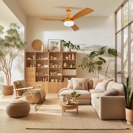 ZEVENTI - LED Dimmable ceiling fan MARE LED/24W/230V 3000-6000K Wi-Fi Tuya oak + remote control