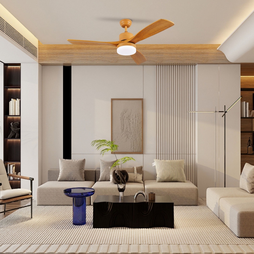 ZEVENTI - LED Dimmable ceiling fan MARE LED/24W/230V 3000-6000K Wi-Fi Tuya oak + remote control