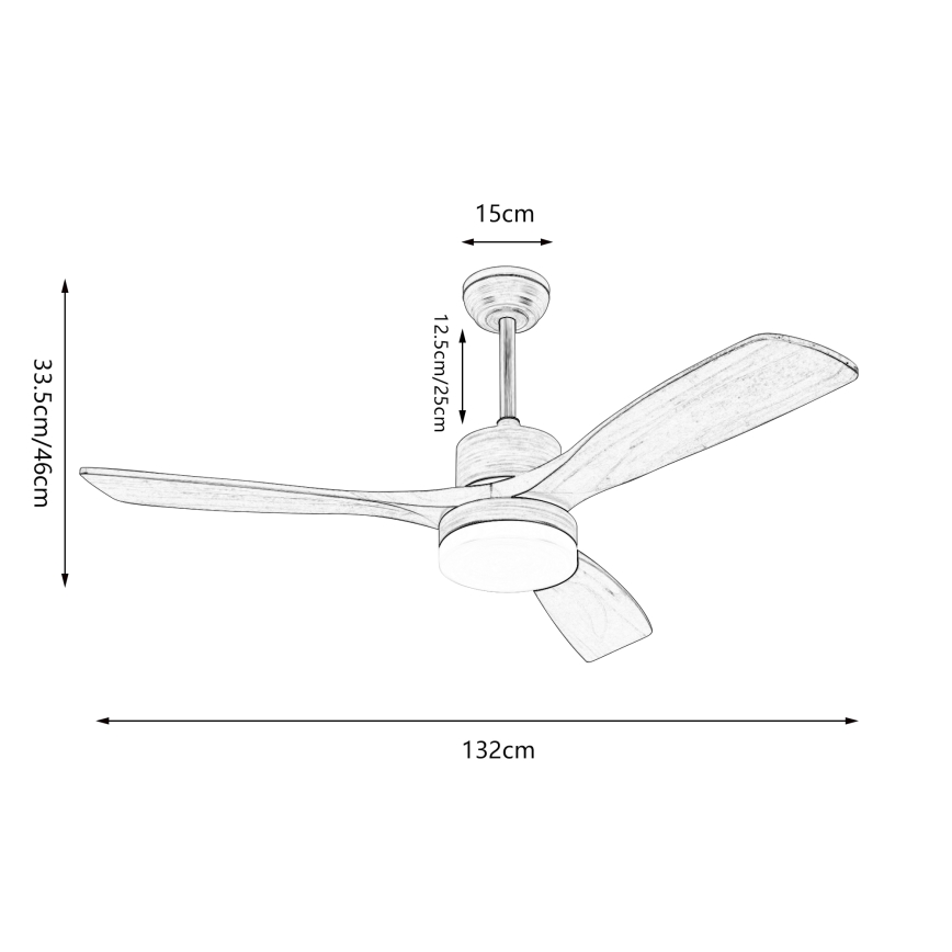 ZEVENTI - LED Dimmable ceiling fan MARE LED/24W/230V 3000-6000K Wi-Fi Tuya oak + remote control