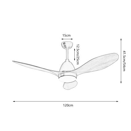 ZEVENTI - MURO LED Ceiling Fan LED/18W/230V 3000/4000/6000K Wi-Fi Tuya Black + Remote Control