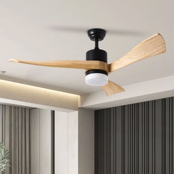ZEVENTI - LED Ceiling Fan NATURITO LED/18W/230V 3000-6000K Tuya Wi-Fi Black/Oak + Remote Control