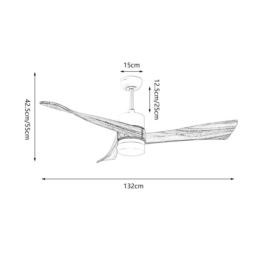 ZEVENTI - NATURITO LED Ceiling Fan LED/18W/230V 3000/4000/6000K Tuya Wi‑Fi White/Oak + Remote Control
