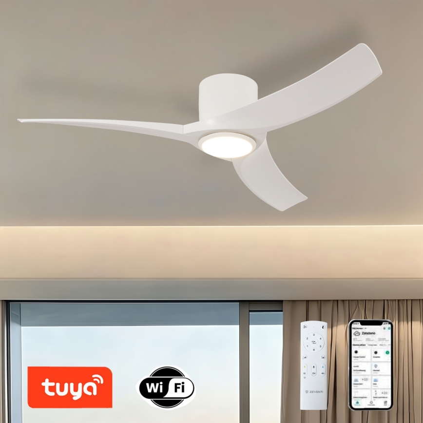 ZEVENTI - ORBITO Dimmable LED Ceiling Fan LED/24W/230V 3000/4000/6000K Tuya Wi-Fi White + Remote Control