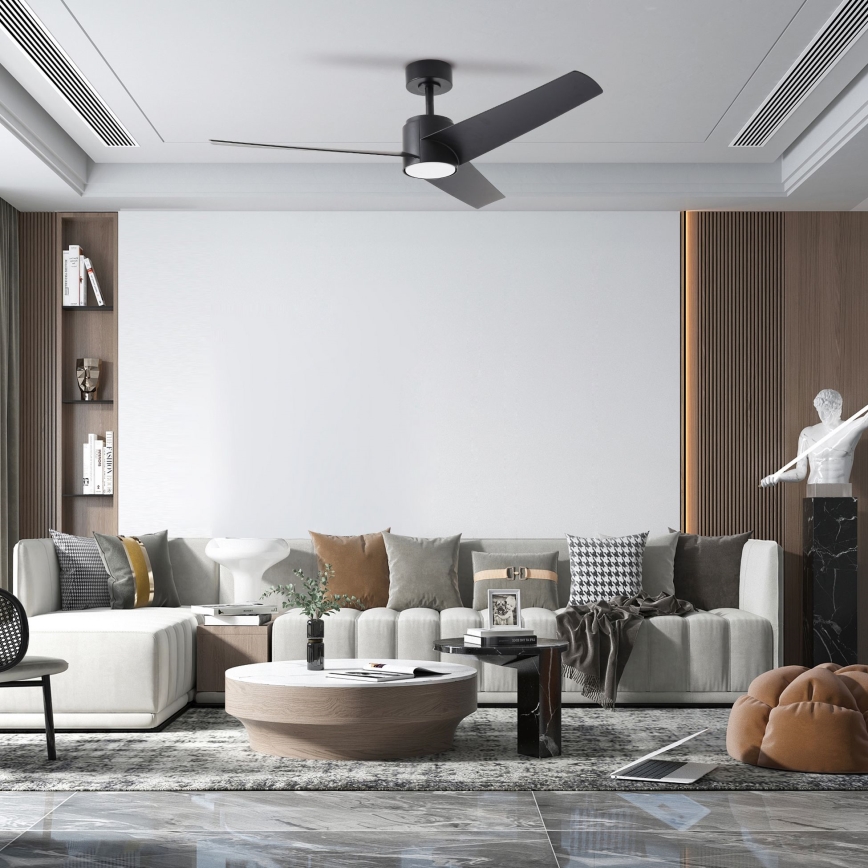 ZEVENTI - LED Dimmable ceiling fan ORVIETO LED/18W/230V 3000-6000K Wi-Fi Tuya black + remote control