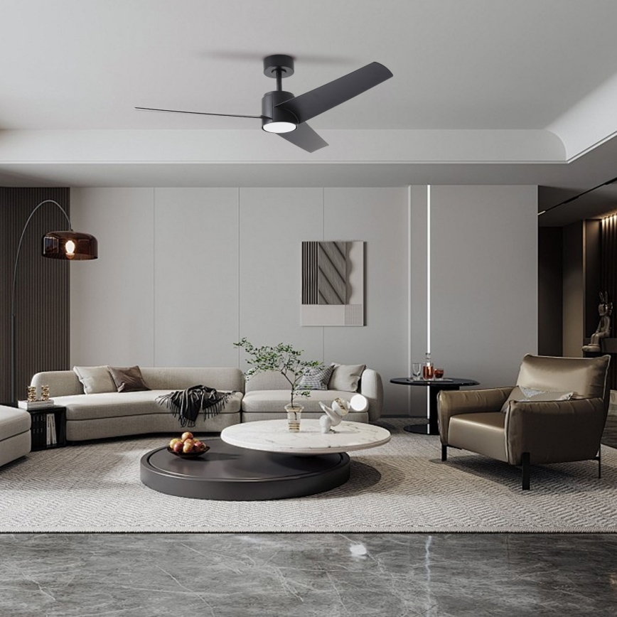 ZEVENTI - LED Dimmable ceiling fan ORVIETO LED/18W/230V 3000-6000K Wi-Fi Tuya black + remote control