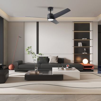 ZEVENTI - LED Dimmable ceiling fan ORVIETO LED/18W/230V 3000-6000K Wi-Fi Tuya black + remote control
