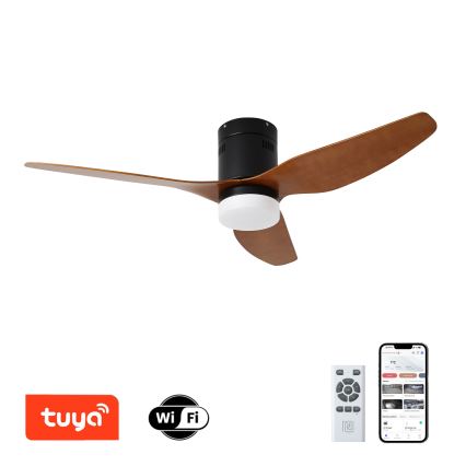 ZEVENTI - LED Dimmable ceiling fan PADUA LED/18W/230V 3000-6000K Wi-Fi Tuya black/brown + remote control