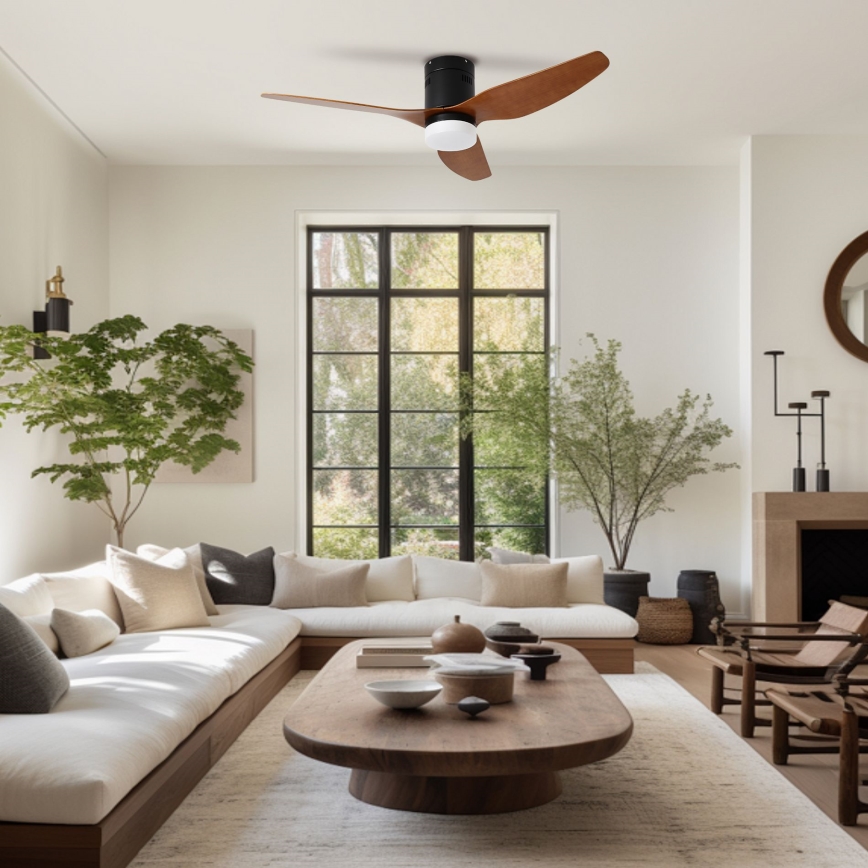 ZEVENTI - LED Dimmable ceiling fan PADUA LED/18W/230V 3000-6000K Wi-Fi Tuya black/brown + remote control