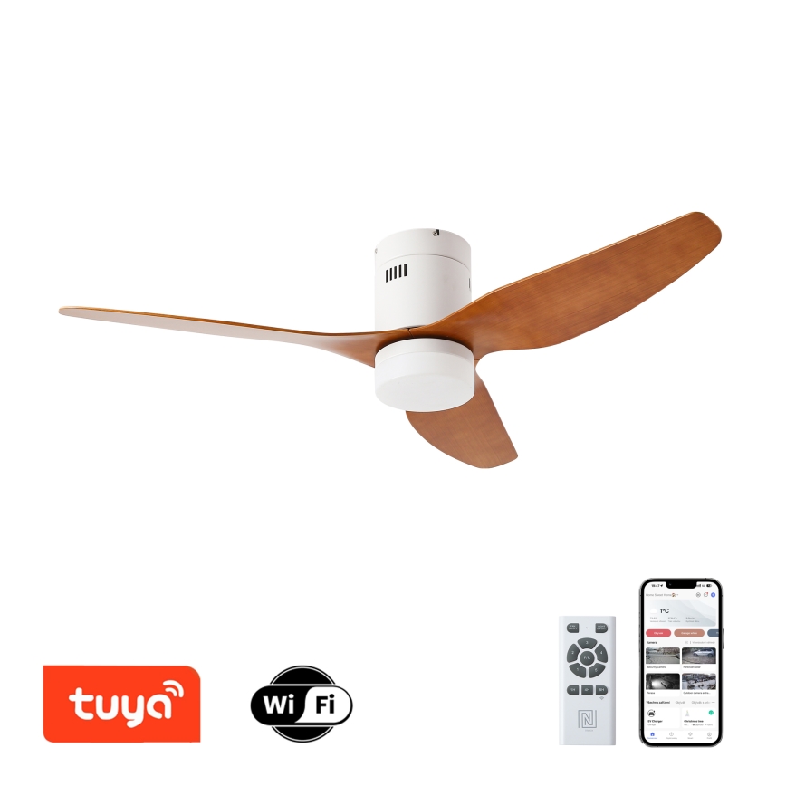 ZEVENTI - LED Dimmable ceiling fan PADUA LED/18W/230V 3000-6000K Wi-Fi Tuya white/brown + remote control