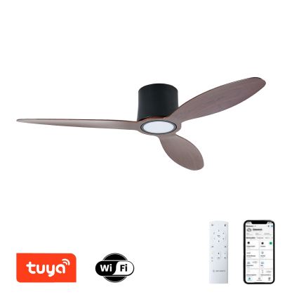ZEVENTI - Dimmable LED Ceiling Fan VENTORA LED/24W/230V 3000/4000/6000K Tuya Wi‑Fi Black/Walnut + Remote Control