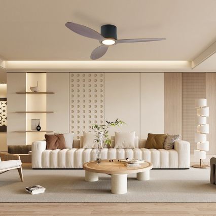 ZEVENTI - Dimmable LED Ceiling Fan VENTORA LED/24W/230V 3000/4000/6000K Tuya Wi‑Fi Black/Walnut + Remote Control