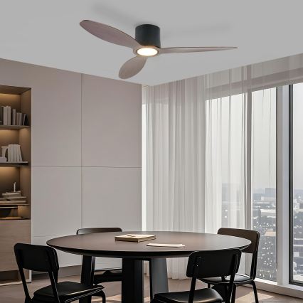ZEVENTI - Dimmable LED Ceiling Fan VENTORA LED/24W/230V 3000/4000/6000K Tuya Wi‑Fi Black/Walnut + Remote Control