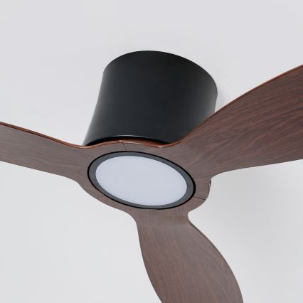 ZEVENTI - Dimmable LED Ceiling Fan VENTORA LED/24W/230V 3000/4000/6000K Tuya Wi‑Fi Black/Walnut + Remote Control