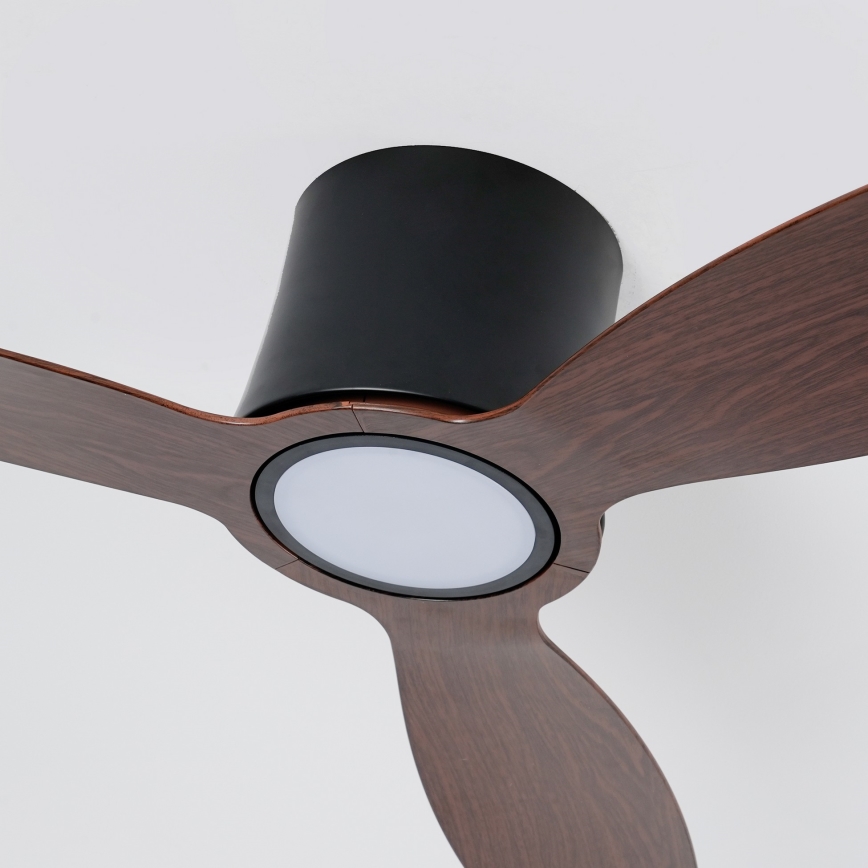 ZEVENTI - Dimmable LED Ceiling Fan VENTORA LED/24W/230V 3000/4000/6000K Tuya Wi‑Fi Black/Walnut + Remote Control