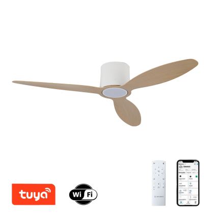 ZEVENTI - LED Dimmable Ceiling Fan VENTORA LED/24W/230V 3000/4000/6000K Wi-Fi Tuya white/oak + remote control