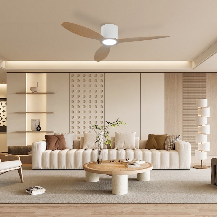 ZEVENTI - LED Dimmable Ceiling Fan VENTORA LED/24W/230V 3000/4000/6000K Wi-Fi Tuya white/oak + remote control