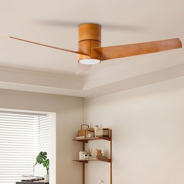 ZEVENTI - LED Dimmable ceiling fan BARROSA LED/18W/230V 3000-6000K Wi-Fi Tuya brown + remote control