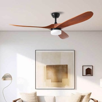 ZEVENTI - LED Dimmable ceiling fan GINOSA LED/18W/230V 3000-6000K Wi-Fi Tuya black/oak + remote control