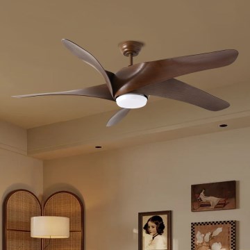 ZEVENTI - LED Dimmable ceiling fan LUCCA LED/18W/230V 3000-6000K Wi-Fi Tuya brown + remote control