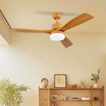 ZEVENTI - LED Dimmable ceiling fan MARE LED/24W/230V 3000-6000K Wi-Fi Tuya oak + remote control