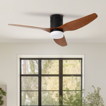 ZEVENTI - LED Dimmable ceiling fan PADUA LED/18W/230V 3000-6000K Wi-Fi Tuya black/brown + remote control