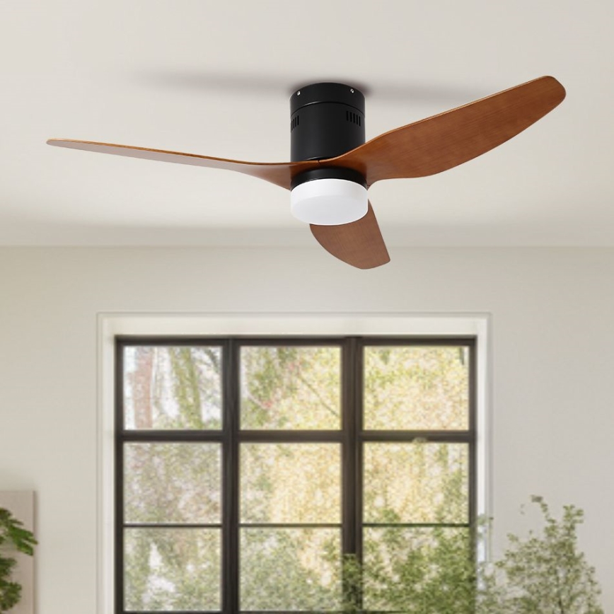 ZEVENTI - LED Dimmable ceiling fan PADUA LED/18W/230V 3000-6000K Wi-Fi Tuya black/brown + remote control