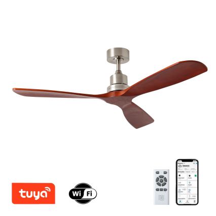 ZEVENTI - LIONI Ceiling Fan with Tuya Wi-Fi, Matte Chrome/Oak + Remote Control