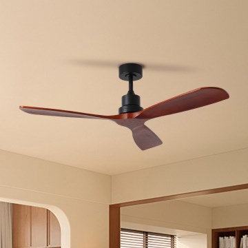 ZEVENTI - LIONI Tuya Wi‑Fi Ceiling Fan Black/Oak + Remote Control