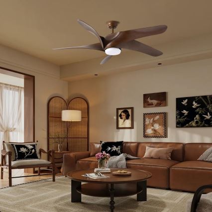 ZEVENTI - LED Ceiling Fan LUCCA LED/18W/230V 3000/4000/6000K Wi-Fi Tuya Brown + Remote Control