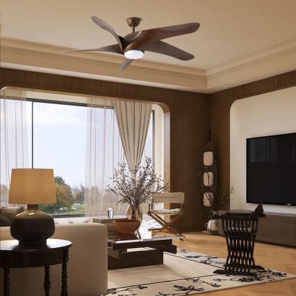 ZEVENTI - LED Ceiling Fan LUCCA LED/18W/230V 3000/4000/6000K Wi-Fi Tuya Brown + Remote Control