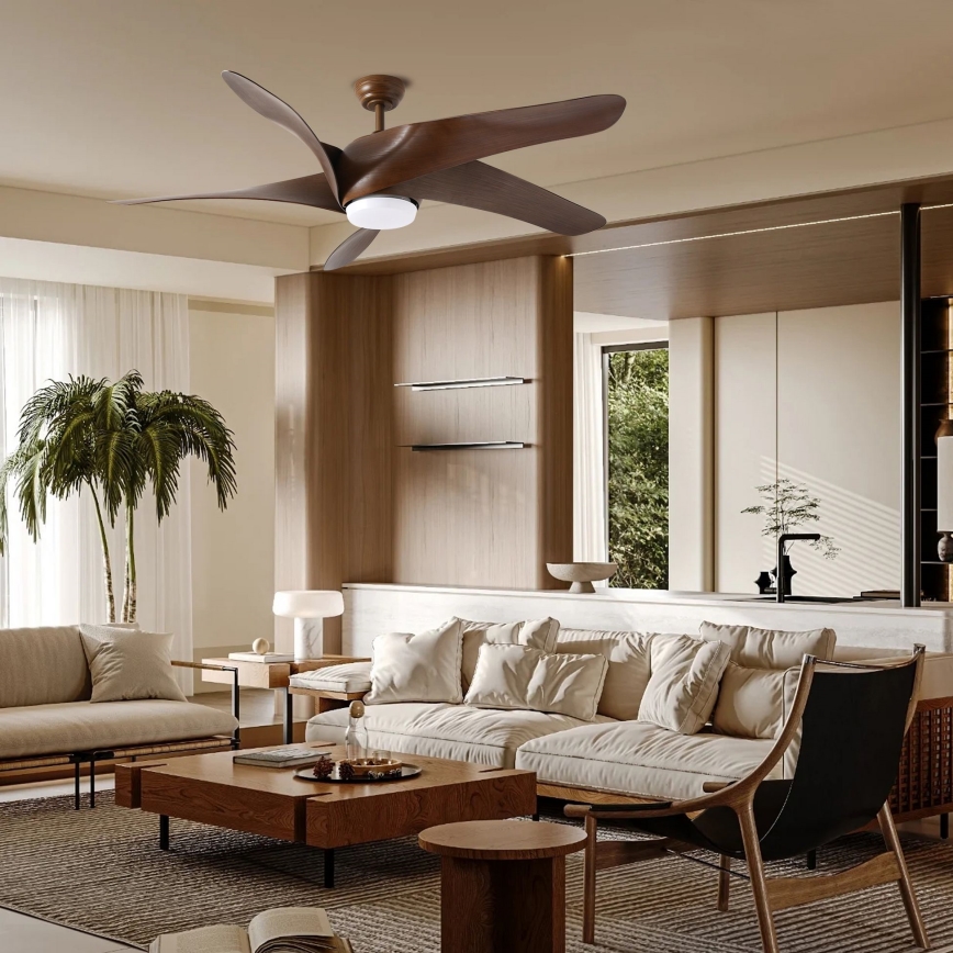 ZEVENTI - LED Ceiling Fan LUCCA LED/18W/230V 3000/4000/6000K Wi-Fi Tuya Brown + Remote Control