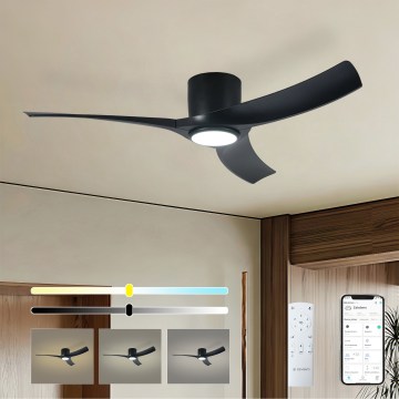 ZEVENTI - ORBITO Dimmable LED Ceiling Fan LED/24W/230V 3000/4000/6000K Tuya Wi‑Fi Black + Remote Control