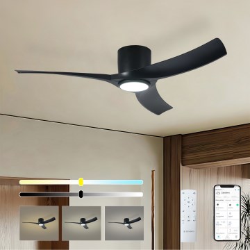 ZEVENTI - ORBITO Dimmable LED Ceiling Fan LED/24W/230V 3000/4000/6000K Wi-Fi Tuya Black + Remote Control