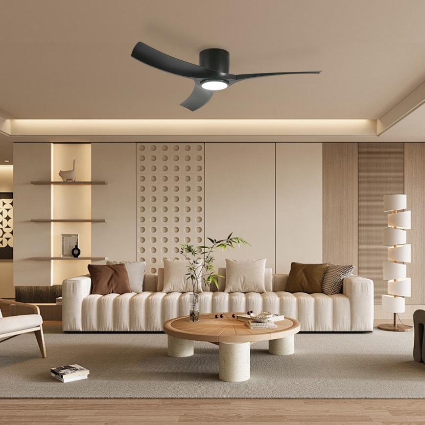 ZEVENTI - ORBITO Dimmable LED Ceiling Fan LED/24W/230V 3000/4000/6000K Wi-Fi Tuya, Black + Remote Control