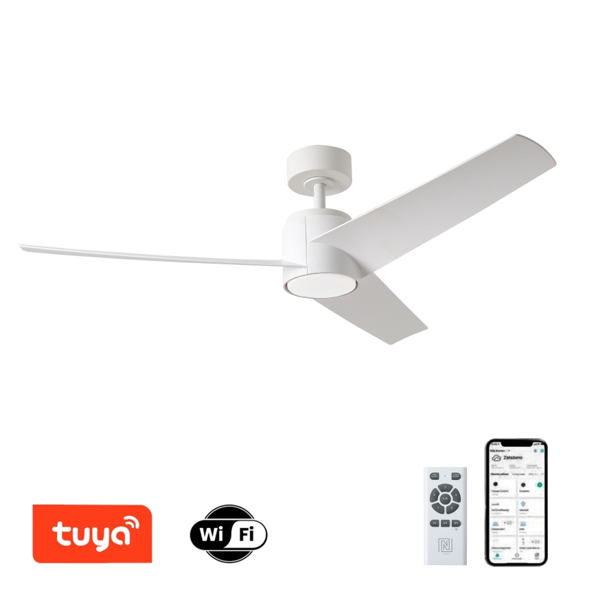 ZEVENTI - ORVIETO LED Ceiling Fan, 18W/230V, Tunable White 3000/4000/6000K, Tuya Wi‑Fi, White + Remote Control