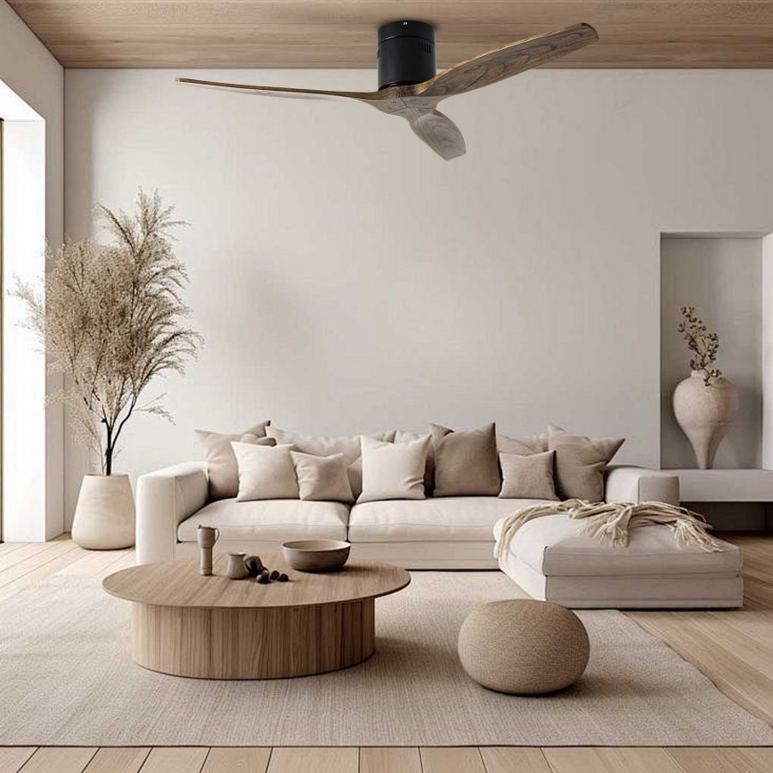 ZEVENTI - SPELLO Ceiling Fan Tuya Wi-Fi Black/Oak + Remote Control