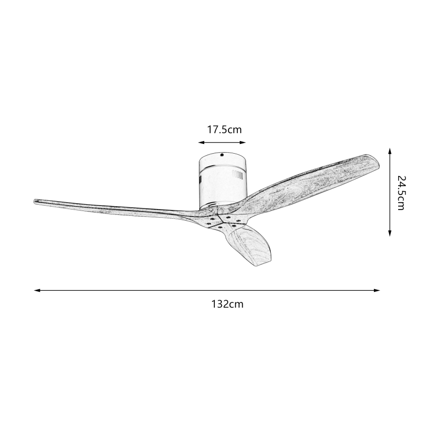 ZEVENTI - SPELLO Tuya Wi-Fi Ceiling Fan, Matte Chrome/Oak + Remote Control