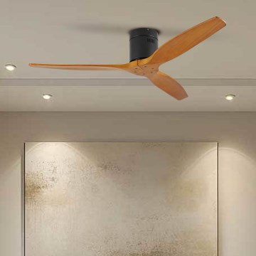 ZEVENTI - SPELLO Tuya Wi-Fi Ceiling Fan Black/Oak + Remote Control