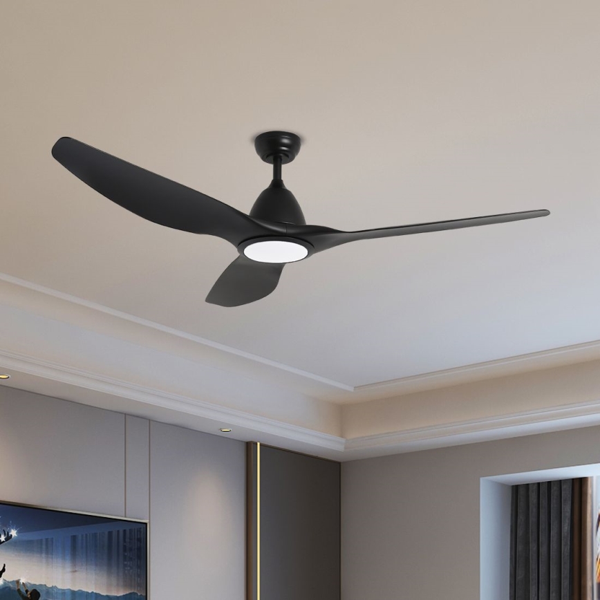 ZEVENTI - URBINO LED Ceiling Fan 20W/230V 3000/4000/6000K Tuya Wi-Fi, Black + Remote Control