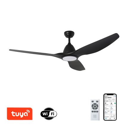 ZEVENTI - URBINO LED Ceiling Fan 20W/230V 3000/4000/6000K Tuya Wi-Fi, Black + Remote Control