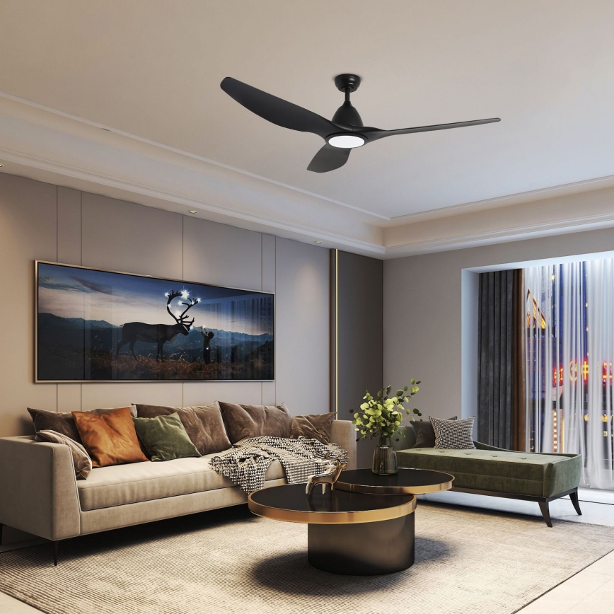 ZEVENTI - URBINO LED Ceiling Fan 20W/230V 3000/4000/6000K Tuya Wi-Fi, Black + Remote Control