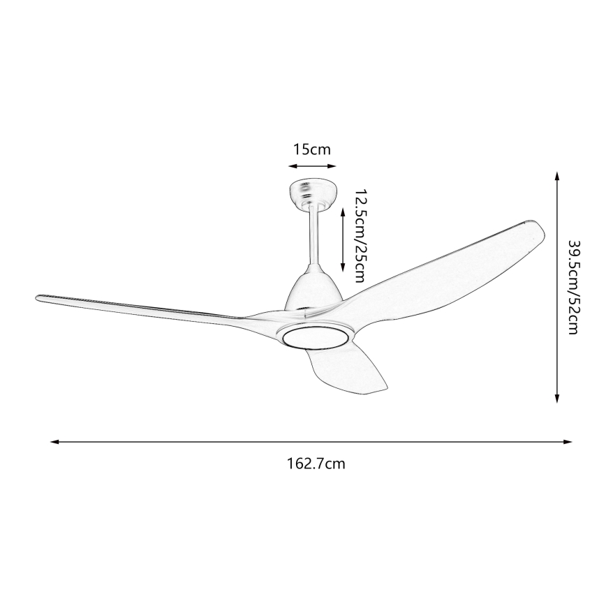 ZEVENTI - URBINO LED Ceiling Fan, 20W, 230V, 3000/4000/6000K, Wi-Fi Tuya, White + Remote Control