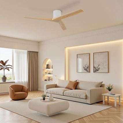 ZEVENTI - VELLON Ceiling Fan Wi-Fi Tuya White/Paulownia + Remote Control