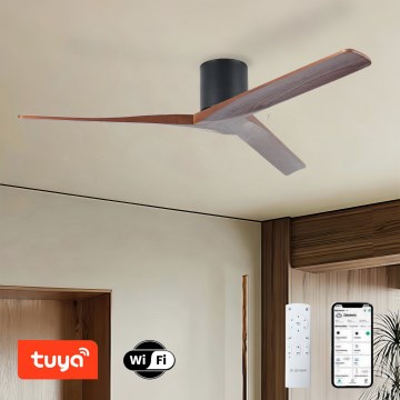 ZEVENTI - VELLON Ceiling Fan with Tuya Wi‑Fi, Black/Walnut + Remote Control