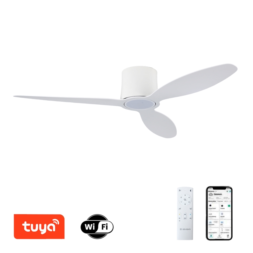 ZEVENTI - VENTORA LED Dimmable Ceiling Fan LED/24W/230V 3000/4000/6000K Wi‑Fi Tuya White + Remote Control