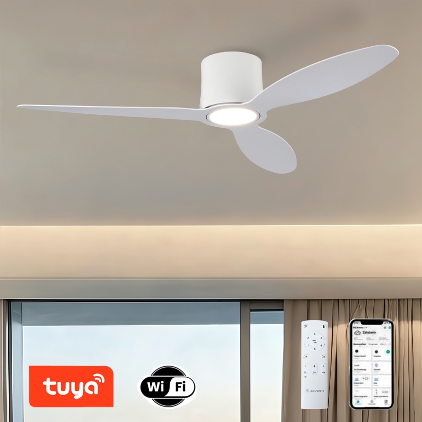 ZEVENTI - VENTORA LED Dimmable Ceiling Fan LED/24W/230V 3000/4000/6000K Wi‑Fi Tuya White + Remote Control